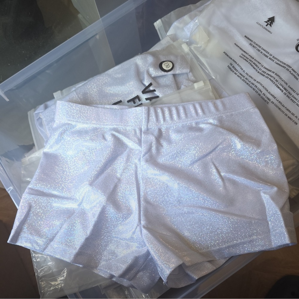 Aosva Sparkling Silver  Gymnastics Leotard Shorts